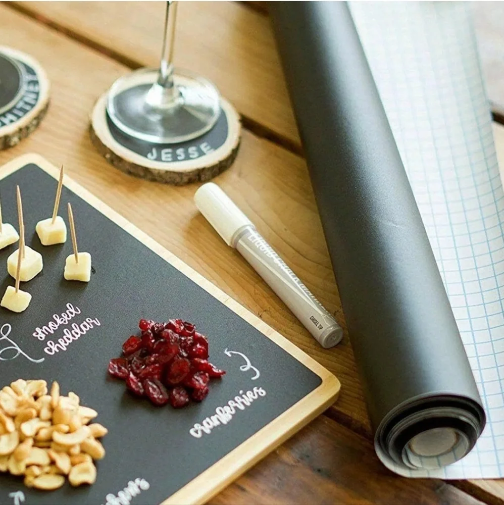 2 ROLLS * Blackboard Vinyl Peel & Stick Adhesive Chalkboard Wall Sticker 5 Chalk